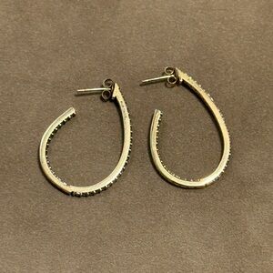 Milor Golden Teardrop Hoop Earrings with Pavé Accents